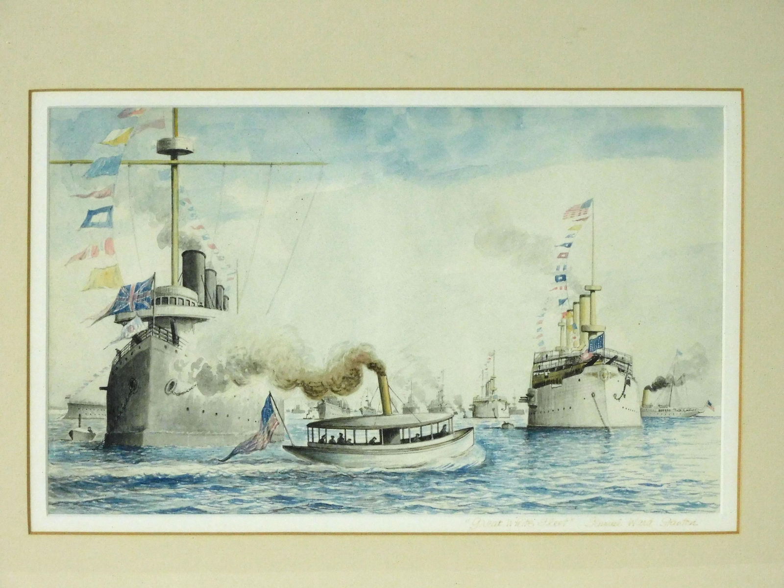 Charles Constantine Hoffbauer, Watercolor: (American/Massachusetts/French 1875-1957) Titled "Joan of Arc Meeting Charles VII." Sketch for a tapestry painting purchased by the French government for the French Consulate in Boston, Massachusetts.