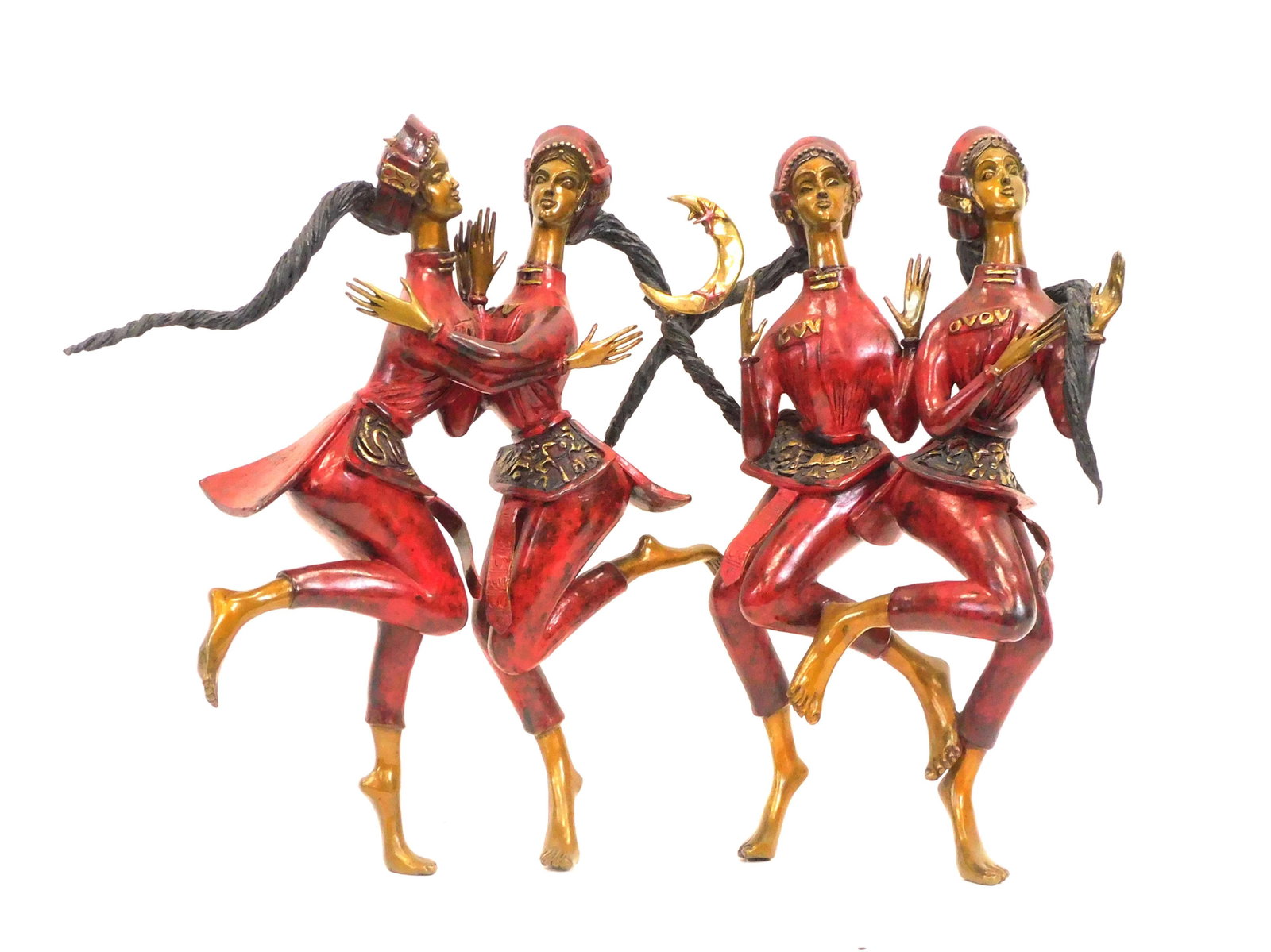 Tiefeng Jiang, Bronze Sculpture: (China/Minnesota, 1938-) Late 20th century. Titled "Moonlight Dancers". Signed and numbered 79 / 199. 19" high x 26" wide. Overall good condition.