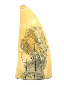 Scrimshaw Whale's Tooth on Stand