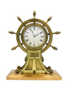 Brass Ship's Wheel Clock