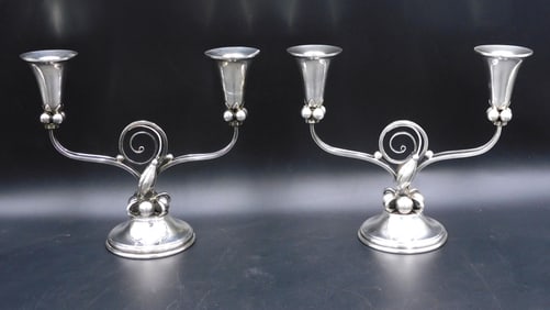 Pair of Silver Candelabra by William DeMatteo