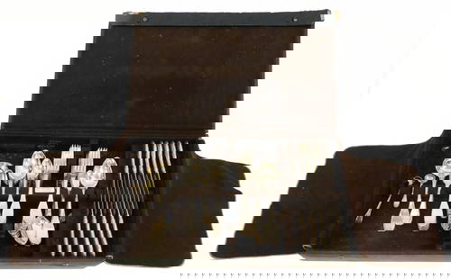 (89) Piece Assembled Flatware Set: To include: (A) Tuscan pattern by Whiting Manufacturing Sterling. Twelve sterling forks. 7 7/8" long; eight sterling tablespoons. 8 1/2" long. 56.2 total sterling weight. (B) Ball & Black and Company
