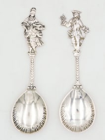 (2) French Figural Sterling Silver Spoons