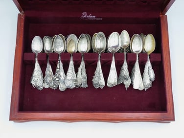 (100) Sterling Silver Souvenir Spoons