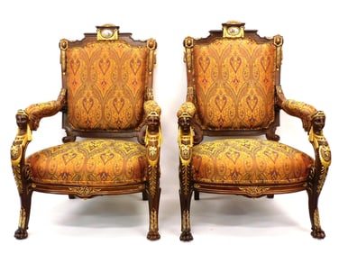 Pottier & Stymus Egyptian Revival Armchairs