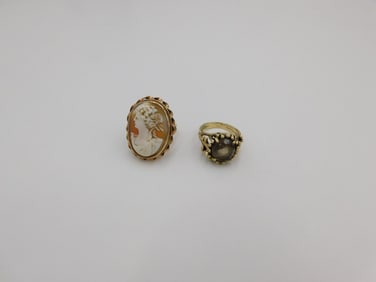 Smokey Quartz Ring & Cameo Ring