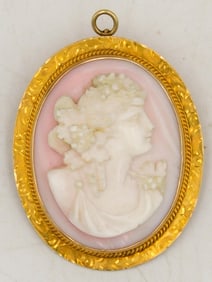 14kt Gold Victorian Cameo Pendant Brooch