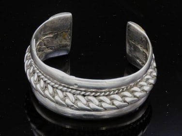Heavy Egyptian Cast Silver Bracelet
