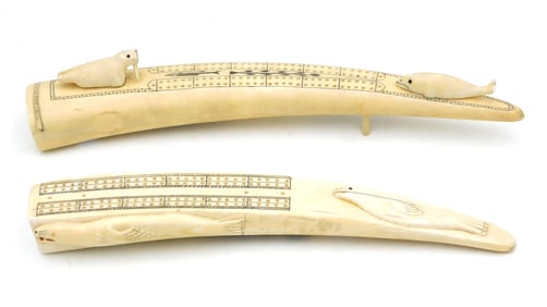 (2) Scrimshaw Cribbage Boards