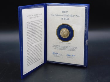 1977 Franklin Mint $100 Gold Coin of Belize
