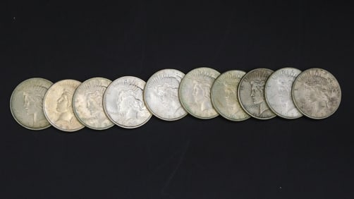 (10) Peace Silver Dollars
