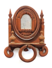 Tramp Art Mirrored Wall Shelf