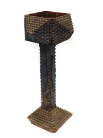 Tramp Art Tall Pedestal Planter