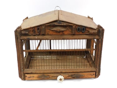 Rare Tramp Art Bird Cage