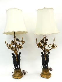 Pair of Victorian Bronze Lamps