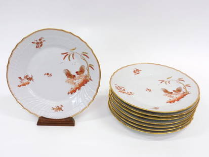 (8) Richard Ginori Dinner Plates: Italian. Siena Rust pattern. Stamped on verso. 10" diameter.