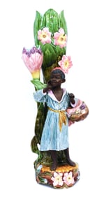 Majolica Blackamoor Figural Floor Vase