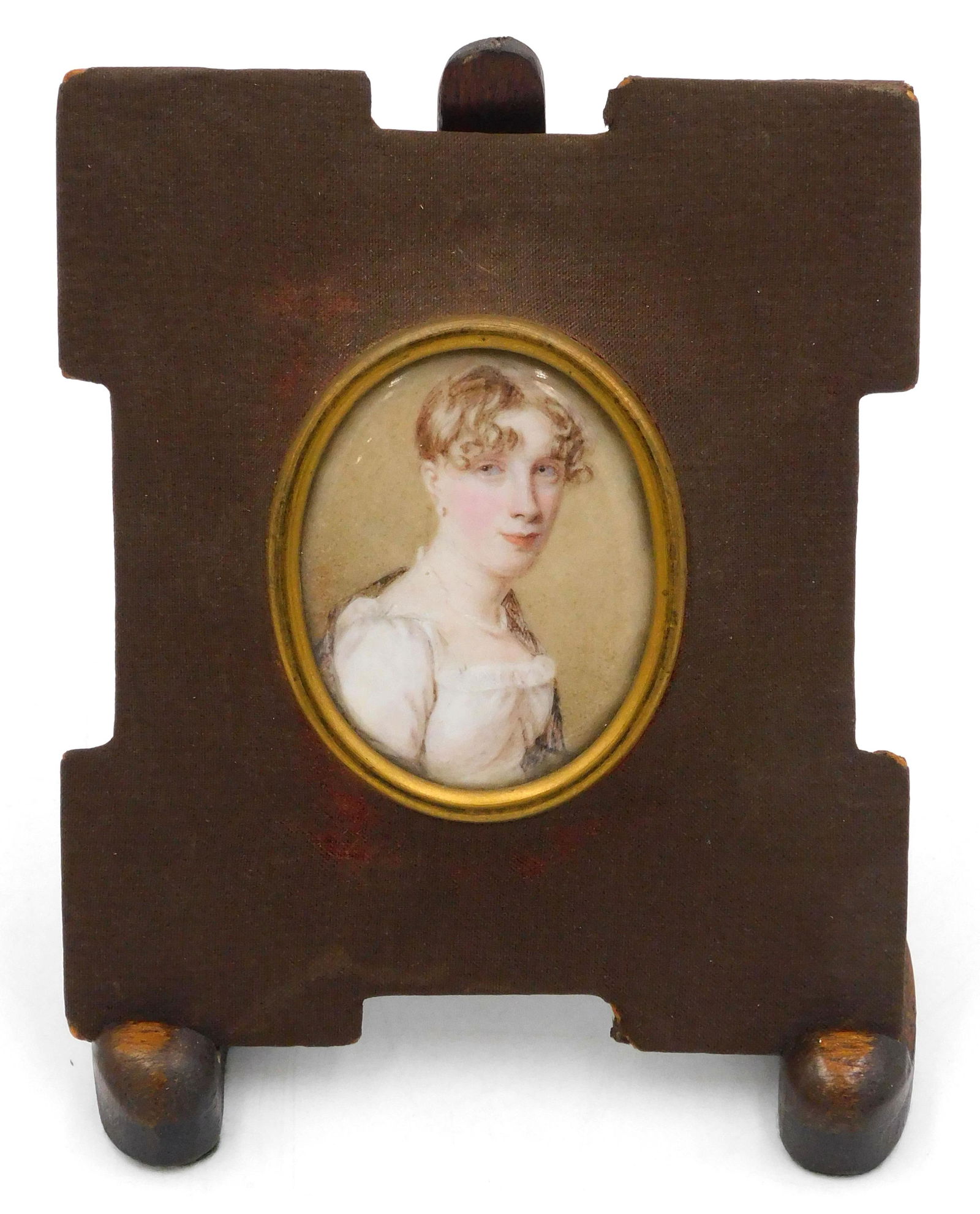 Miniature Portrait by William John Thomson: (American/Scotland, 1771-1845) Dated 1811. Signed on verso "painted by W.J. Thomson, November 1811, Edinburgh". Depicts the young lady, Jane Tallboys Fleming. Thompson was born in Savannah, Georgia in