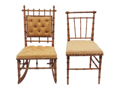 Faux Bamboo Rocker with Matching Side Chair