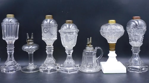 (7) Fluid Pattern Glass Lamps