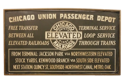 Chicago Union Passenger Depot Railroad Sign