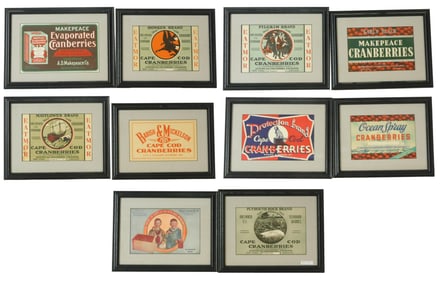 (10) Framed Vintage Cranberry Labels