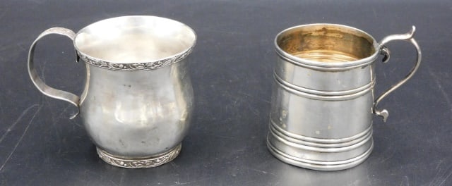 (2) American Coin Silver Mugs
