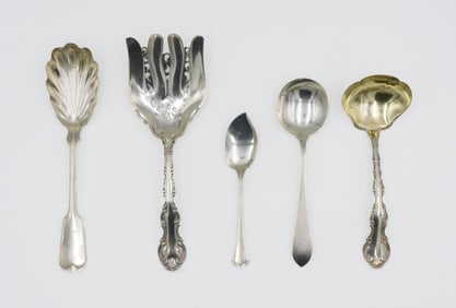 (5) Assorted Silver Serving Pieces