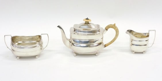 (3) Piece Georgian Silver Tea Set