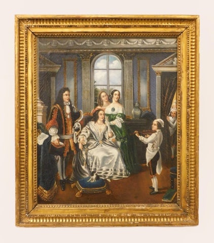 Jean-Louis Ducis Painting: (French, 1775-1847). Oil on canvas. Titled "The Young Fiddler". Signed lower right. Ducis received a First Class medal in 1808 and he was a student of Jacques-Louis David. Sight size: 29" x 24 1/2" wi