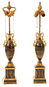 Pair of Blue John/Derbyshire Spar Urn Lamps
