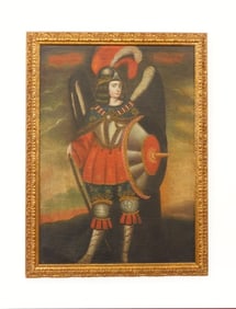 Spanish Colonial Military Archangel Painting