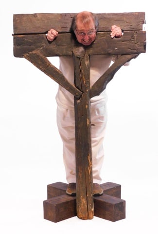 Pirate Era Stocks: Probably 17th C. Said to be from the Spanish fort at St. Augustine, Florida - The Castillo de San Marcos. 65" high x 42" wide x 5" deep. Pictured on page 353 of the book "Treasures of the Caribbean" b