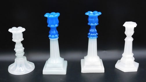 (4) Sandwich Glass Candlesticks