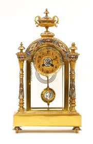 Champleve Enameled Brass Clock