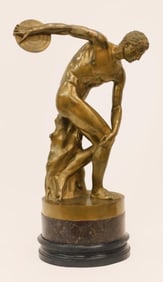 Gilded Bronze Sculpture of a Discus Thrower