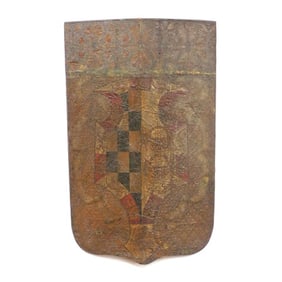 Carved and Painted Heraldic Shield