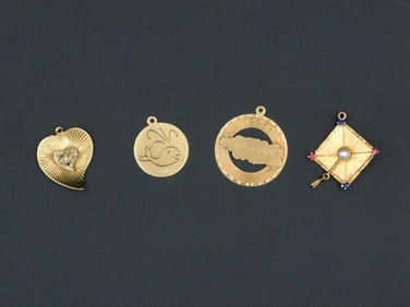(4) Gold Pendants