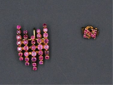 Pin/Pendant with Rubies and Fraternity Pin