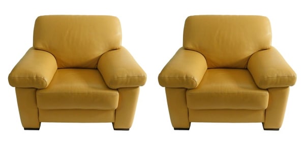 Pair of Burov of Paris Leather Arm Chairs