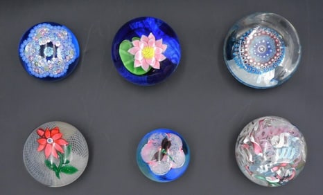 (6) Glass Paperweights