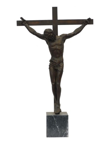 Attributed to Felix De Weldon Sculpture: (Austrian/American, 1907-2003). Original bronze sculpture of the Crucifixion of Christ. Duplicate original of the one De Weldon did during WWII for the chapel at the Anacostia Naval Station outside of