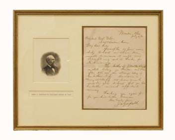 President James Garfield Signed Letter