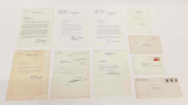 (10) Political Letters: To members of the Peterson family of Worcester, Massachusetts. To include: (A) Typed letter to a "Dear friend" from Senator Lyndon B. Johnson of Texas. On United States Senate, Office of the Democrati