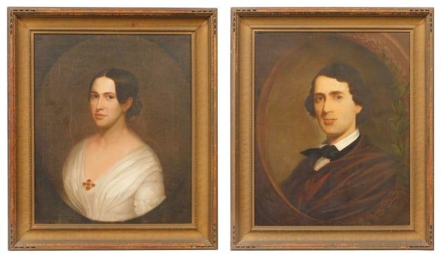 (2) Portraits: 19th C. To include: (A) Oil on canvas. Unsigned. John Wesley Wolcott (1819-1876). He started a dry goods business in Boston, Massachusetts. He served on the Governor's Council. At age 39 he enlisted i