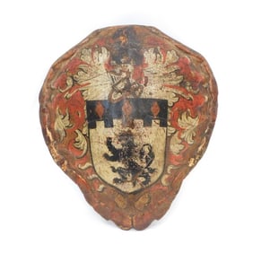 Antique Turtle Shell with Painted Heraldic Crest