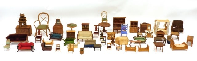 Large Collection of Dollhouse Miniature Furniture