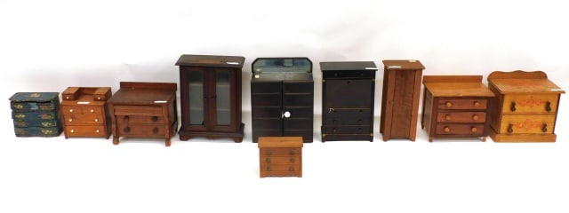 (10) Miniature Doll Chests of Drawers