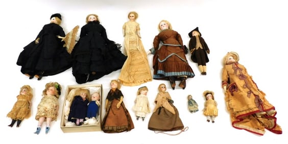 (15) Bisque Head Victorian Dolls