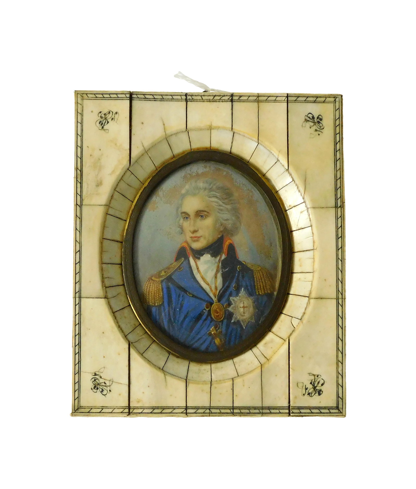 Miniature Portrait of Lord Nelson: Early 19th C. Vice-Admiral Horatio Nelson (1758-1805), 1st Viscount Nelson, 1st Duke of Bronte, a British Royal Navy officer during the French Revolutionary and Napoleonic Wars, considered to be one o